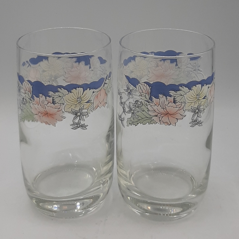 Vintage Arcopal Royal Prestige 5 inch  10 Oz Florine Tumblers Glasses Set of 2
